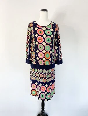 COLLETTE DINNIGAN jersey shift dress sz XS, S / stretch mandala retro 60s 70s - Image 1 of 4