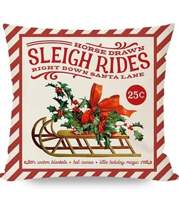 PANDICORN Christmas Pillow Covers Sleigh Rides Santa (Set 2) NEW - Picture 1 of 4