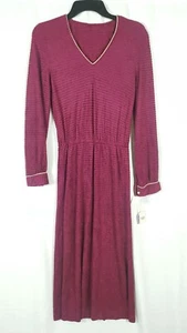 Vintage neu mit Etikett Damen lila gestreift Acetat Midikleid Paspel Seitenschlitz Größe 9 - Bild 1 von 8