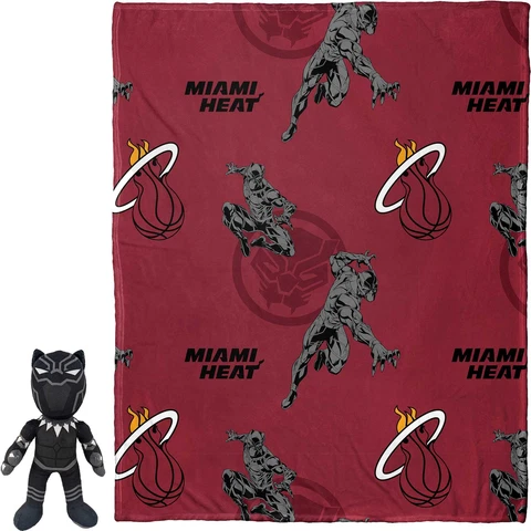 Northwest x Disney Miami Heat Black Panther Hugger Pillow & Throw Blanket Set Cover