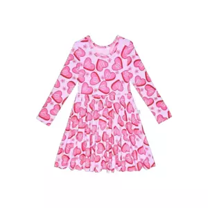 Posh Peanut "Besties" Bambus L/S Wirbel Kleid, 5T/6T, Neu mit Etikett - Bild 1 von 2