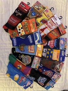 Food Crazy Socks Men Crew Dress Size 6-12 Cereal Food Snack Novelty 16 Pairs  - Picture 1 of 10