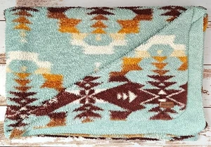 Pendleton Sherpa Fleece Blanket Twin XL 90”x67” Avra Valley Aqua Aztec Heritage - Picture 1 of 6