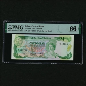 1983 Belize Central Bank 1 Dollar Pick#43 PMG 66 EPQ Gem UNC - Picture 1 of 4