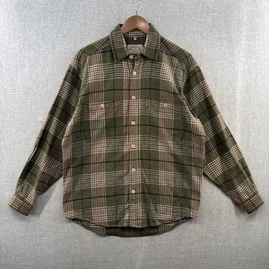 VINTAGE Armani Jeans camicia di flanella piccola verde a quadri misto lana manica lunga USA - Foto 1 di 16