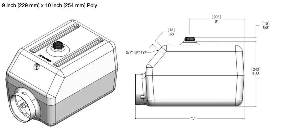 Reservatório vertical poli Monarch 14226 9 x 10 x 16 polegadas 3,43 galões - Imagem 1 de 1