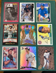 LOTE DE 9 TARJETAS DE BÉISBOL MOISES ALOU MEZCLADAS CON INSERTOS 1991-2004 CASI NUEVAS/COMO NUEVAS - Imagen 1 de 2