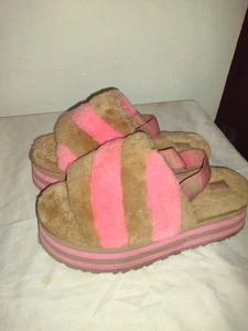 Ugh Platform Slippers Pink And Brown Women's Size 10.5  - Picture 1 of 5