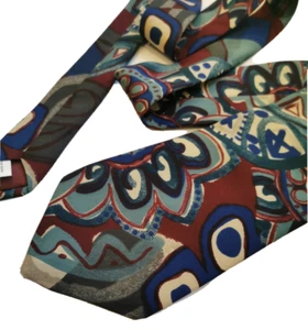Burton Tie Abstract Print Blue Red Patterned - Picture 1 of 6