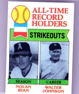 1979 Topps All Time Record Holders Nolan Ryan Walter Johnson Strikeouts Karte 417 - Bild 1 von 2