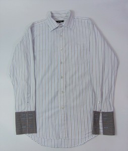 Burberry Black Label Shirt | French cuffs | White Blue | 40" Chest | ~15.5"