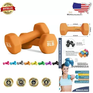 Versatile 8lb Hex Dumbbells - Moisture-Absorbing Neoprene for Total Body Fitness - Picture 1 of 9