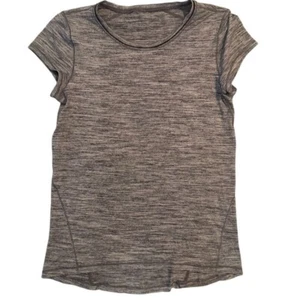 Lululemon Top Women 4 Another Mile Short Sleeve Heathered Grey Athleisure Gym - Picture 1 of 3