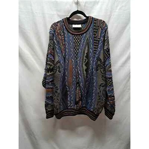 VTG Carlo Alberto Australia Way to cool Blue, Brown GrayPattern Knit Sweater Lg - Picture 1 of 5