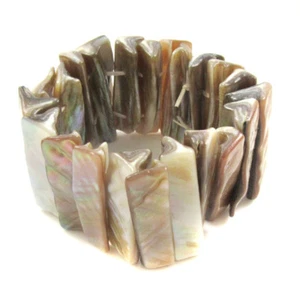 Bright Colourful Shell Bracelet Natural Jewellery Stretchy Festival Glam324 tan - Picture 1 of 2
