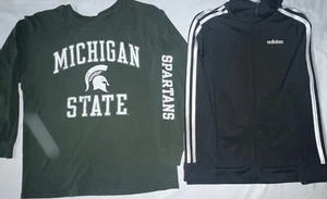 Boys 2pc Clothing Bundle Size L-14 - Adidas Track Jacket- Mich State Tshirt - Picture 1 of 10