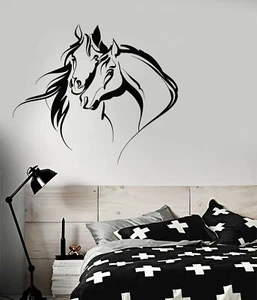 Vinyl Wall Decal Love Romance Two Horses Head Room Decoration Stickers (4302ig) - Picture 1 of 3
