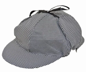 Adult Sherlock Holmes Detective Mystery Hat Cap Black and White Houndstooth - Picture 1 of 4