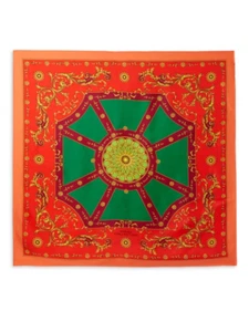Authentic $330 Versace Collection Red Green Gold Flora Silk 36" Scarf Italy - Picture 1 of 3