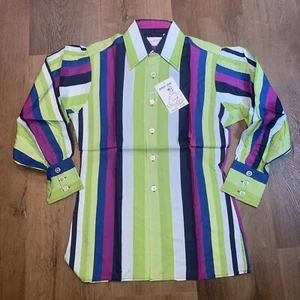 Vintage 60s 70s Disco Shirt Mens Rayon Balloon Sleeve Nik MCM Mod New NOS Small - Picture 1 of 17