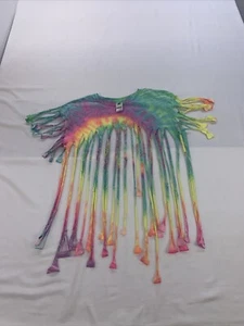 Colortone Tie Dye Fringe Tassel Crop Shirt Youth Large - Picture 1 of 7