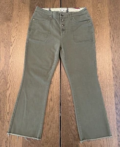 Frye & Co Button Fly Raw ausgefranster Saum Jeans Hose Damengröße 14 olivgrün - Bild 1 von 12
