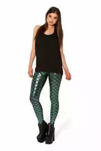 New NWT Genuine BlackMilk Mermaid Metallic Leggings M Green Black Classic Rare! - Picture 1 of 6