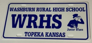 Washburn Rural High School Junior Blues - Plastic License Plate - Picture 1 of 1