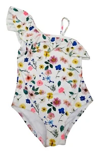 MARKS & SPENCER Kids Girls Swimsuit UPF 50+ Costume White Floral Age 6-7 Yrs - Picture 1 of 5