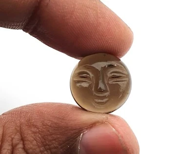 Piedra preciosa suelta cara de cuarzo ahumado natural tallada a mano 14,50 mm 10 quilates Foto 1 de 4