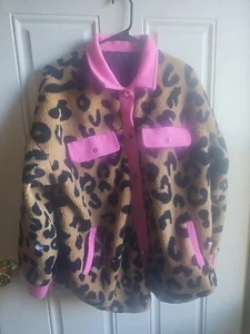 Cheetah Print Pink Coat Large Oversized - Picture 1 of 9