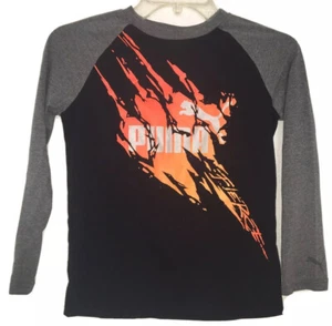 PUMA Boys Shirt Size S (8) Long Sleeve Puma Gray Black - Picture 1 of 10
