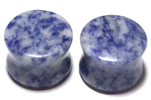 1 Paar 5/8g Blau Weiß Sodalith Stein Ohrstöpsel Unisex Universal Look Sexy - Bild 1 von 1