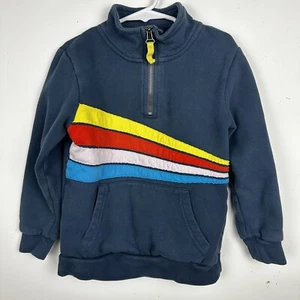 Mini Boden 1/4 Quarter Zip Sweatshirt Blue Multicolor Stripe Pocket Beach 6-7Y - Picture 1 of 11