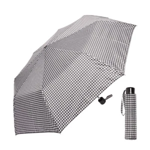 Ladies Compact Umbrella Dogtooth Houndstooth Stylish Trendy Rain Protection work - Picture 1 of 1