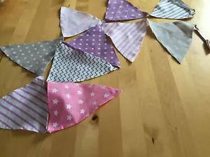 Kinderzimmer Babybett Stoffgirlande 1,40m,10 Wimpel Wimpelkette Geschenkidee NEU - Bild 1 von 5