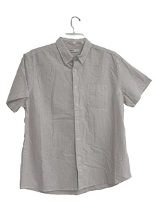 Sonoma Men's Button Down Short Sleeve Shirt, Maroon Stripe, Large - Picture 1 of 4