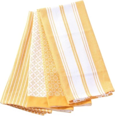 Cotton Kitchen Towels Set Of 4 - Absorbent Dish Towels Set |Tea Geometric - Image 1 of 4