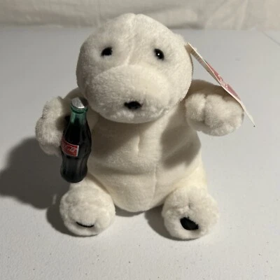 VINTAGE 1997 Always Coca-Cola COKE POLAR BEAR 6" Plush Stuffed Animal TOY - Image 1 of 4