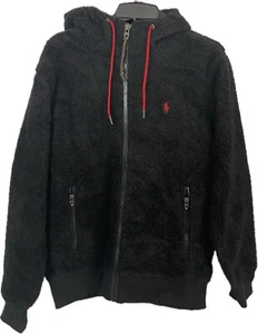 Polo Ralph Lauren Men's Hoodie Sherpa Fleece Jacket Black Full Zip Size M $198 - Picture 1 of 5