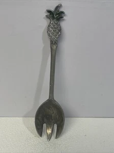 Vintage Silver Plate Serving Salad Spork 12” Hostess Metal Pineapple - Picture 1 of 7