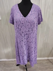 Jessica London Women’s Sz 20 Lace Handkerchief Hem Dress Short Sleeves Lavender - Picture 1 of 11
