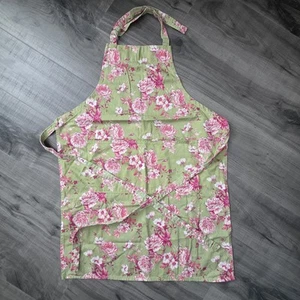 Delantal Williams Sonoma Clásico Toile Floral 100% Algodón Hecho en EE. UU. Verde Rosa - Imagen 1 de 11