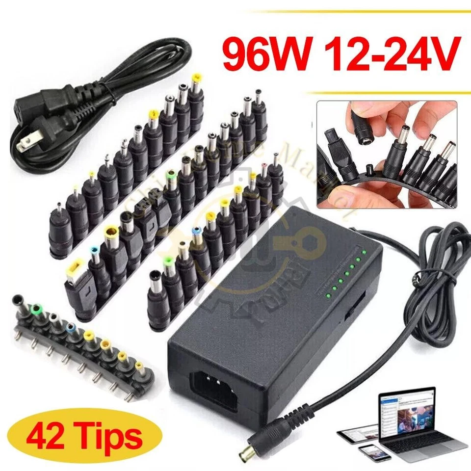 96W Universal Laptop Power Supply Charger Adapter w/ 42 Tips Notebook Charger US - Image 1 of 4
