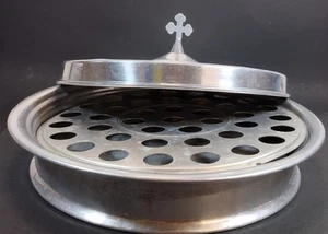 Vintage 1970s Communion Tray, 12", 40 Communion Cup(7/8") , Spun Aluminum Used - Picture 1 of 11