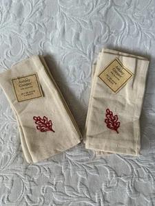 2 Juegos de 4 Servilletas de Tela Vintage Beige Marfil Otoño Otoño Hojas Bordadas - Imagen 1 de 2