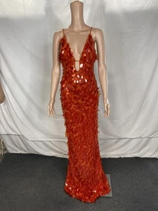 Misha Womens Sapphire Sequin Maxi Dress Gown Size S Red - Picture 1 of 15