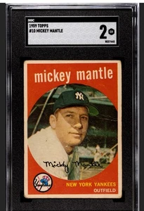 MICKEY MANTLE 1959 TOPPS SGC 2 ! *JUST GRADED ! *DEAD CENTERED ! *CLASSIC MICK ! - Picture 1 of 2