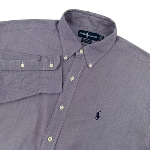Ralph Lauren VINTAGE Mens 16/34 Yarmouth Purple Stripe Button Down Shirt - Picture 1 of 10