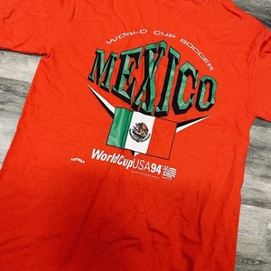 Vintage World Cup NUTMEG Soccer T-Shirt XL rot 90s USA 94 Mexico 1994 Single - Bild 1 von 14